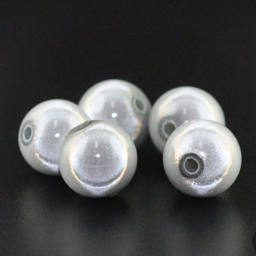 Silver Reflective 8mm Miracle Bead Stretch Bracelet 7” - Picture 2 of 3